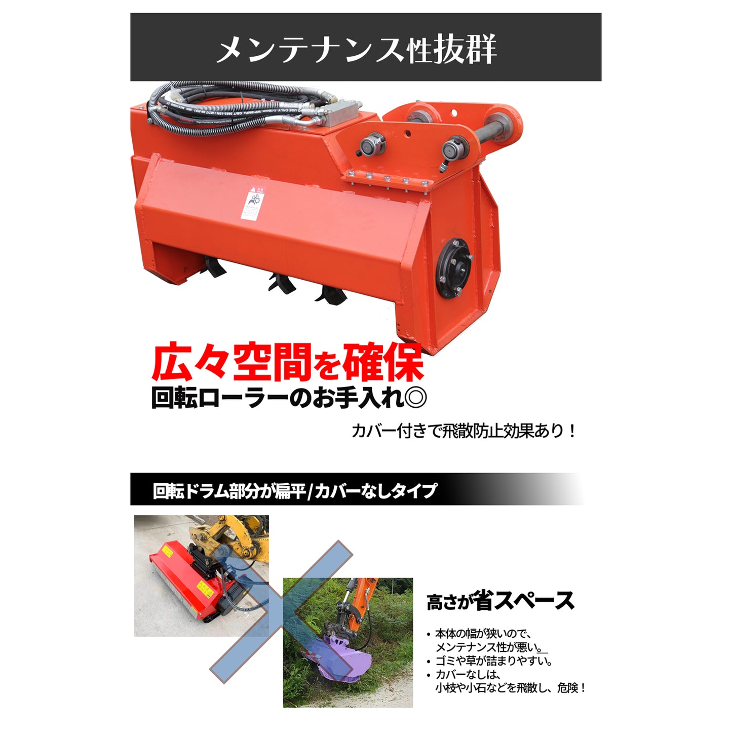 刈男 ハンマーナイフモア 油圧ショベル用 草刈機 アタッチメント