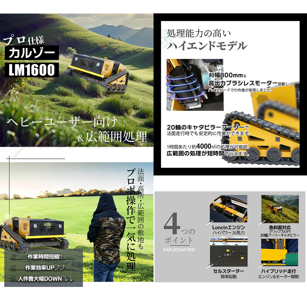 【4/19まで30%OFF】カルゾー LM1600 ラジコン草刈機