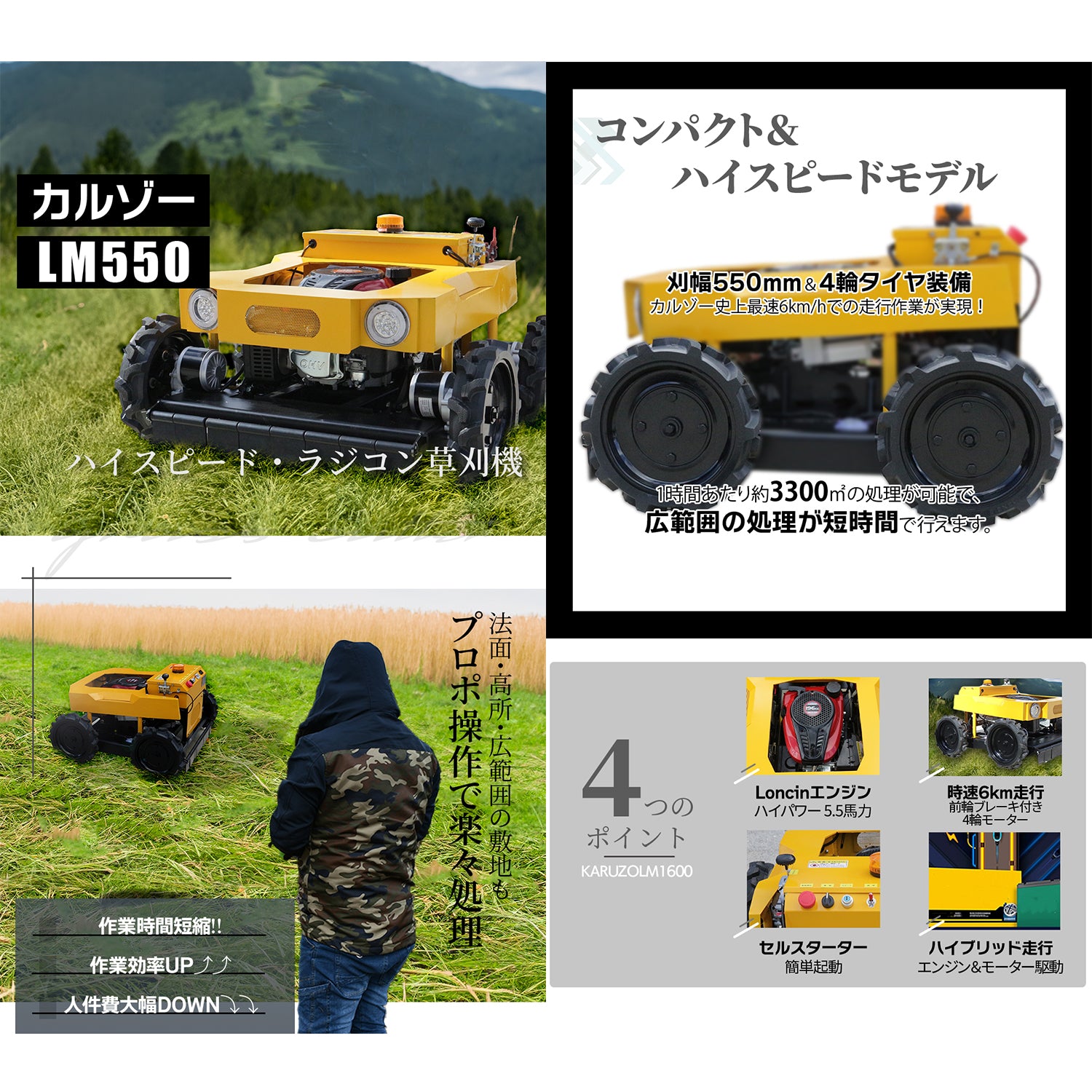 【4/19まで30%OFF】カルゾー LM550 ラジコン草刈機