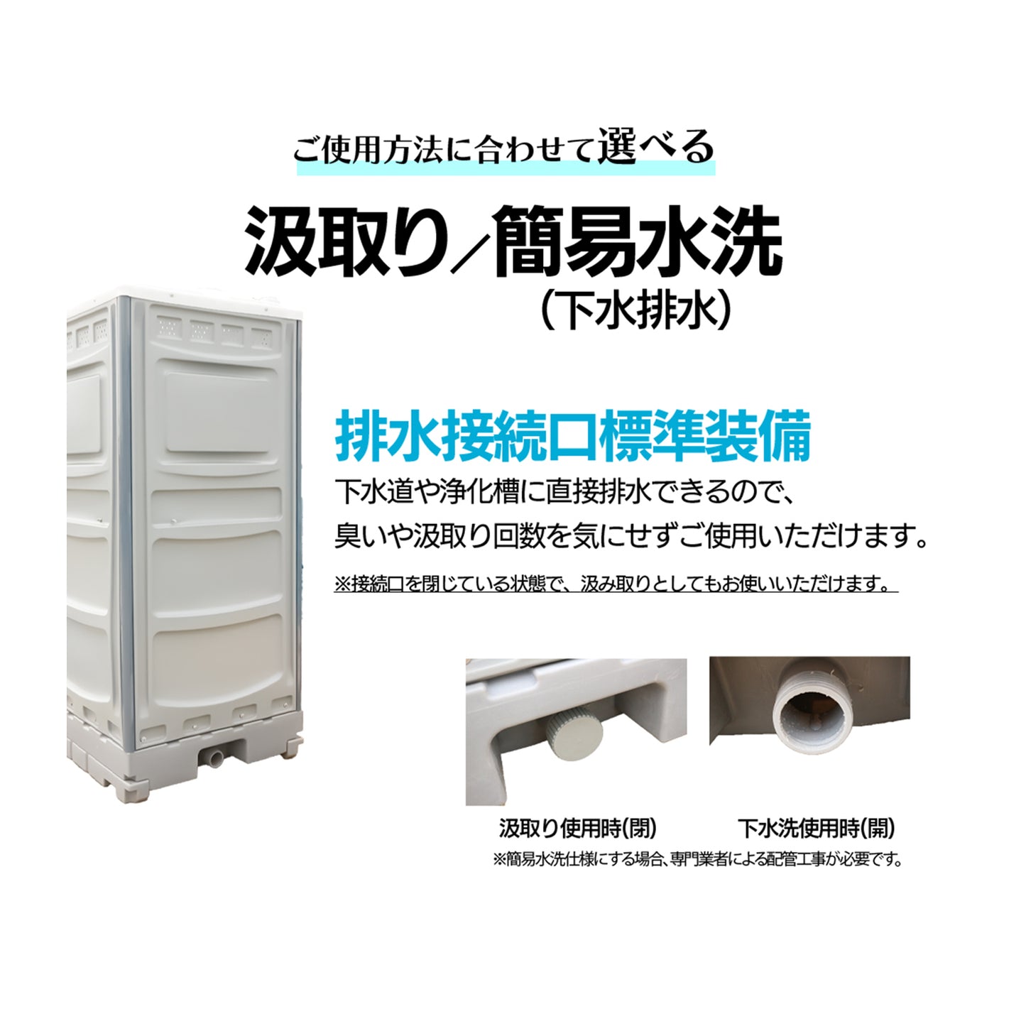 仮設トイレ フットポンプ式 洋式便座 汲取り/簡易水栓 両用